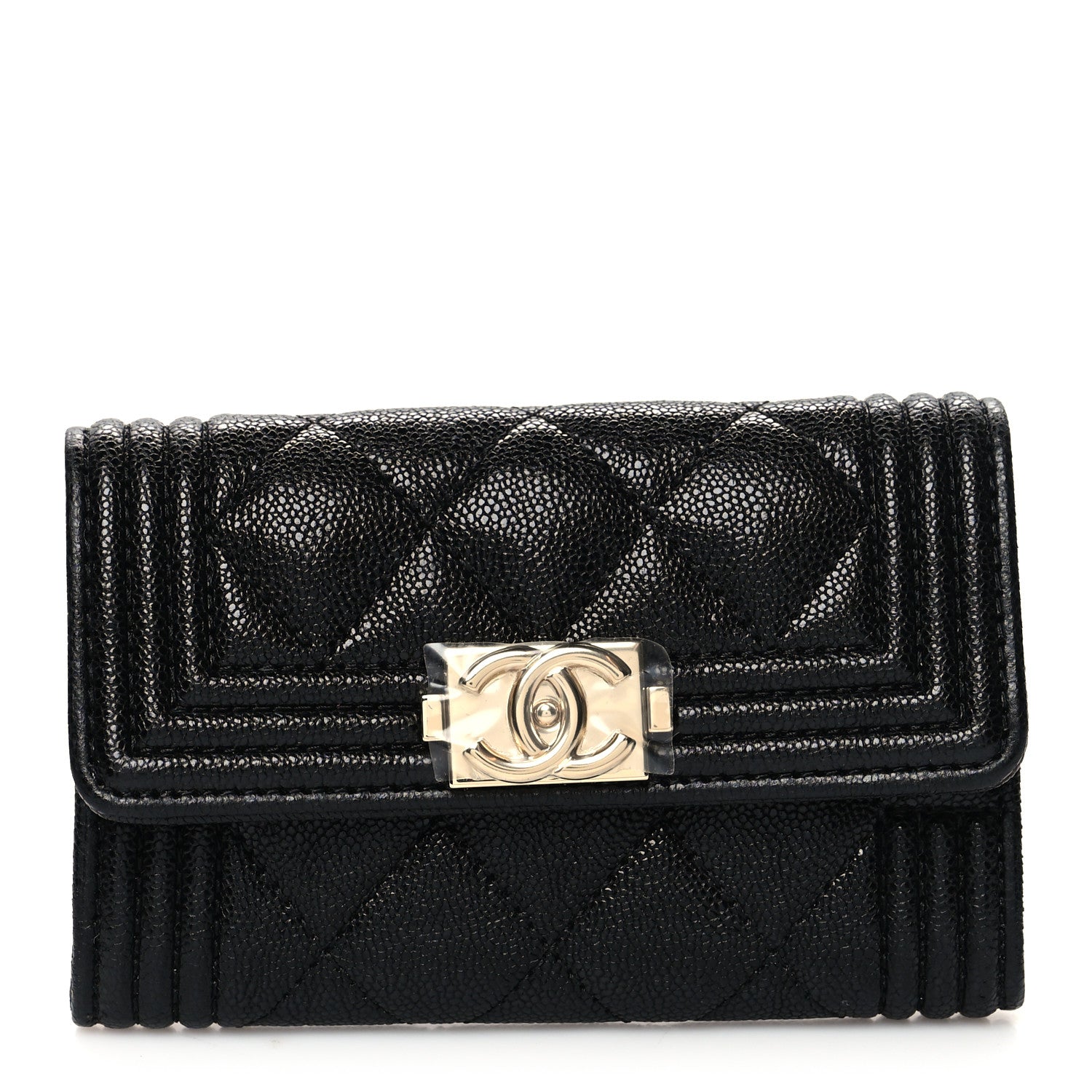 Chanel Caviar Quilted Boy Flap Card Holder Black 1 of 10