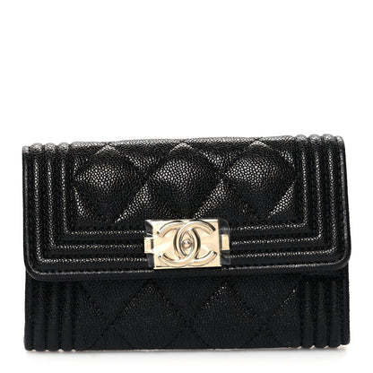 Chanel Caviar Quilted Boy Flap Card Holder Black 1 of 10