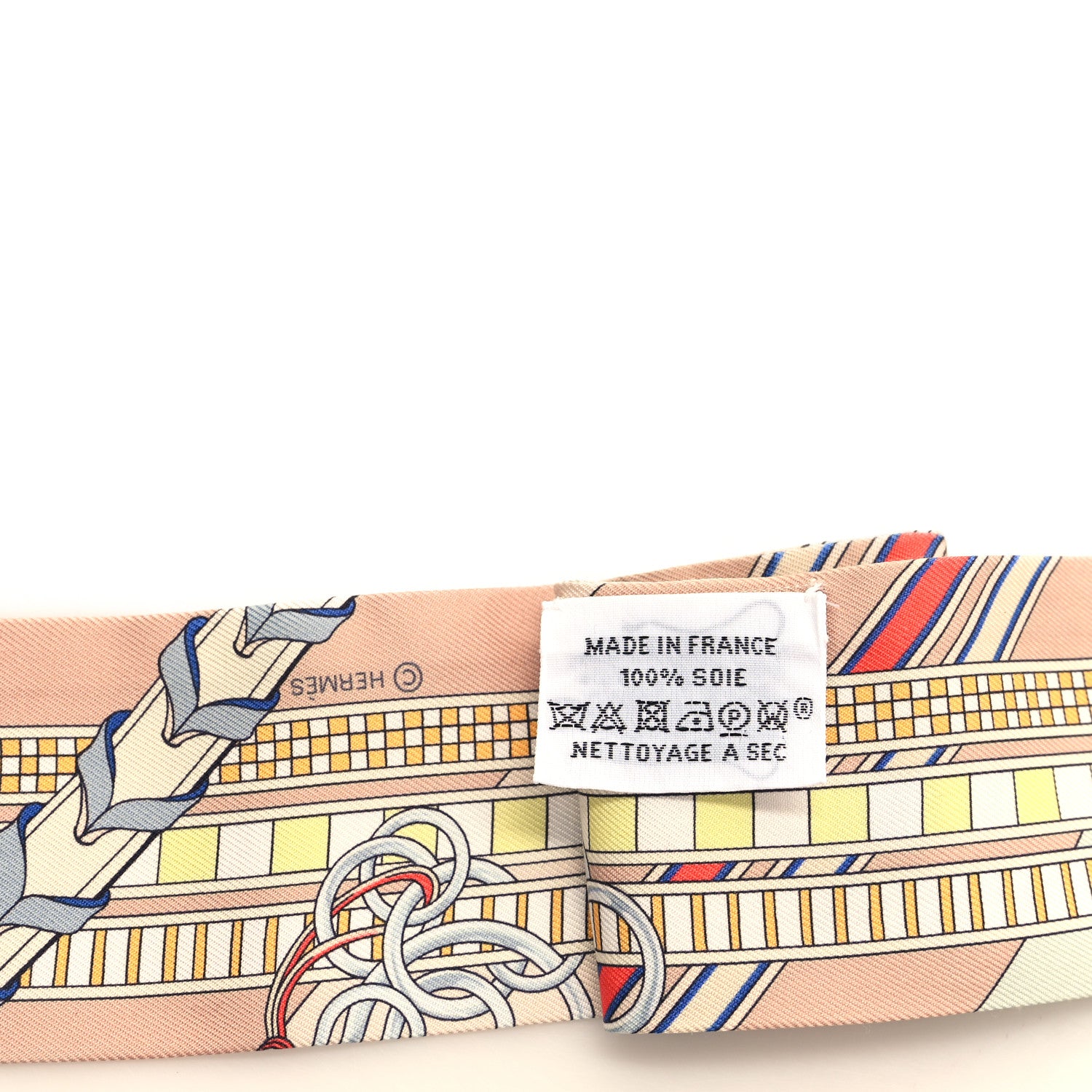 Hermes Silk Brides et Gris Twilly Rose Poudre Bleu Gris 3 of 4