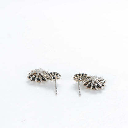 David Yurman Sterling Silver Diamond Starburst Double Drop Earrings 3 of 5