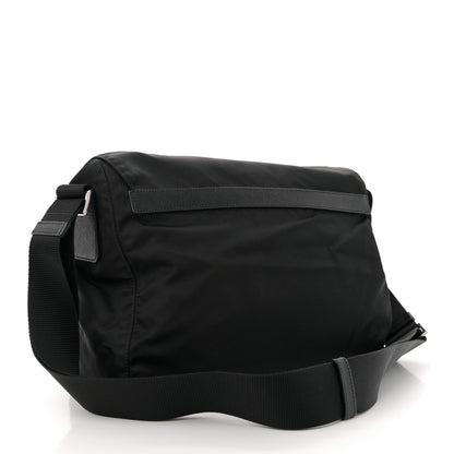 Prada Tessuto Nylon Saffiano Double Buckle Messenger Shoulder Bag Black 3 of 9