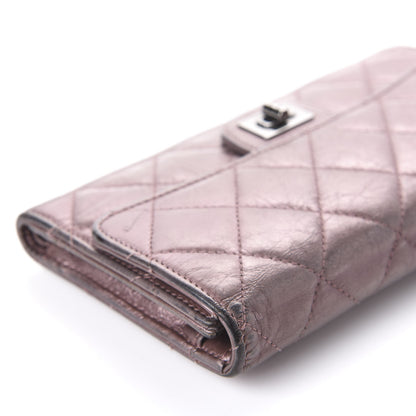 Chanel Metallic Aged Calfskin Quilted 2.55 Reissue Wallet Dark Pink 16 of 16