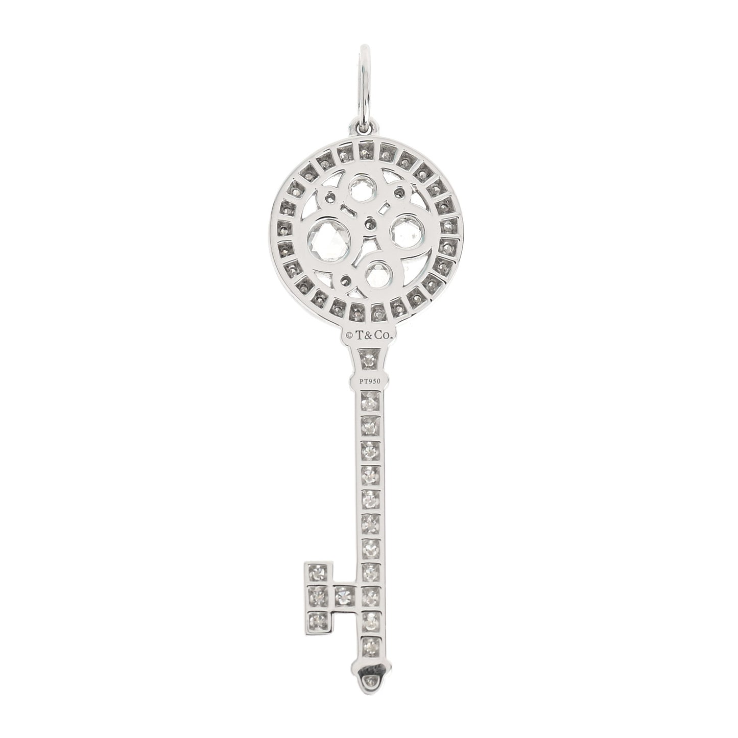 Platinum Diamond Cobblestone Key Pendant