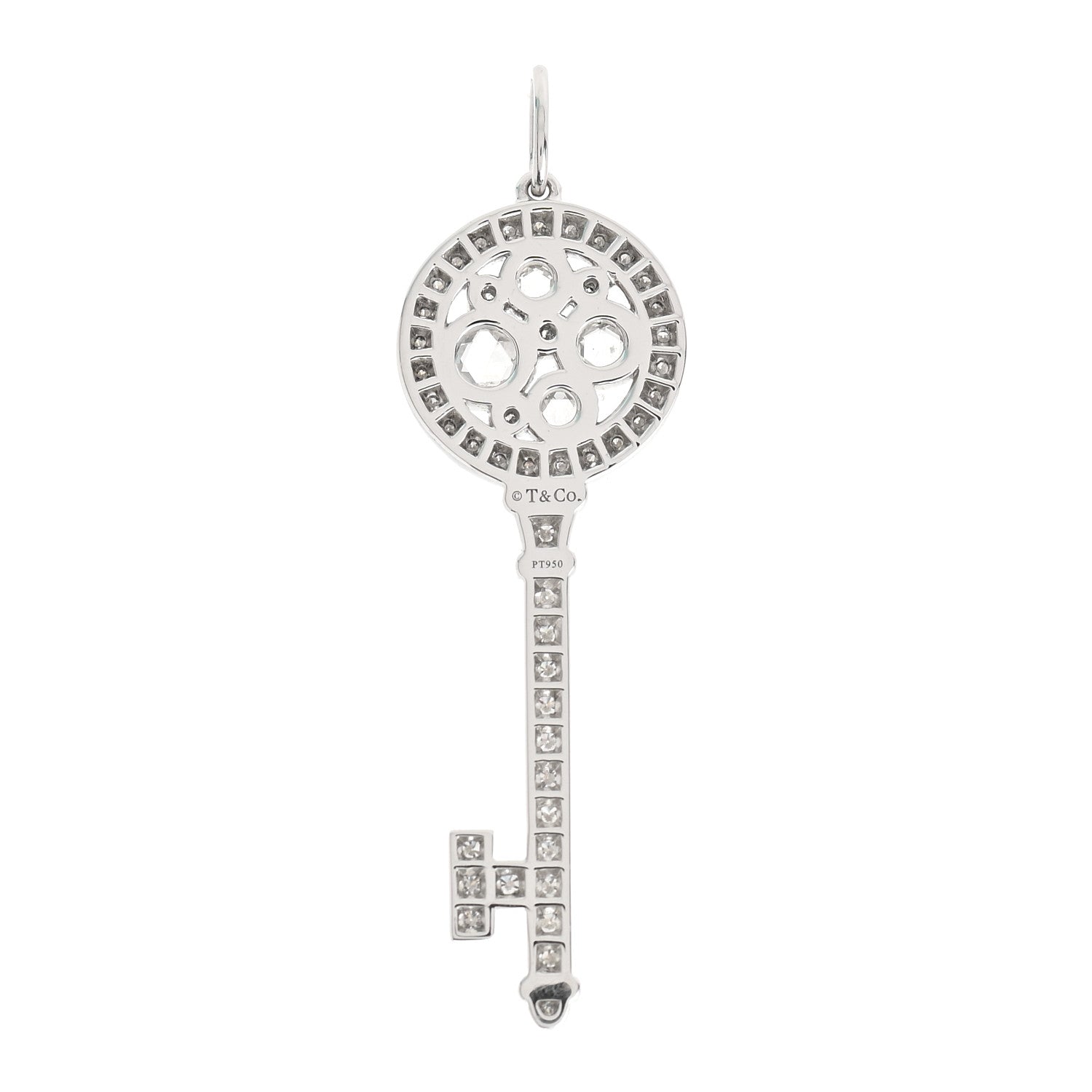 Tiffany Platinum Diamond Cobblestone Key Pendant 3 of 5