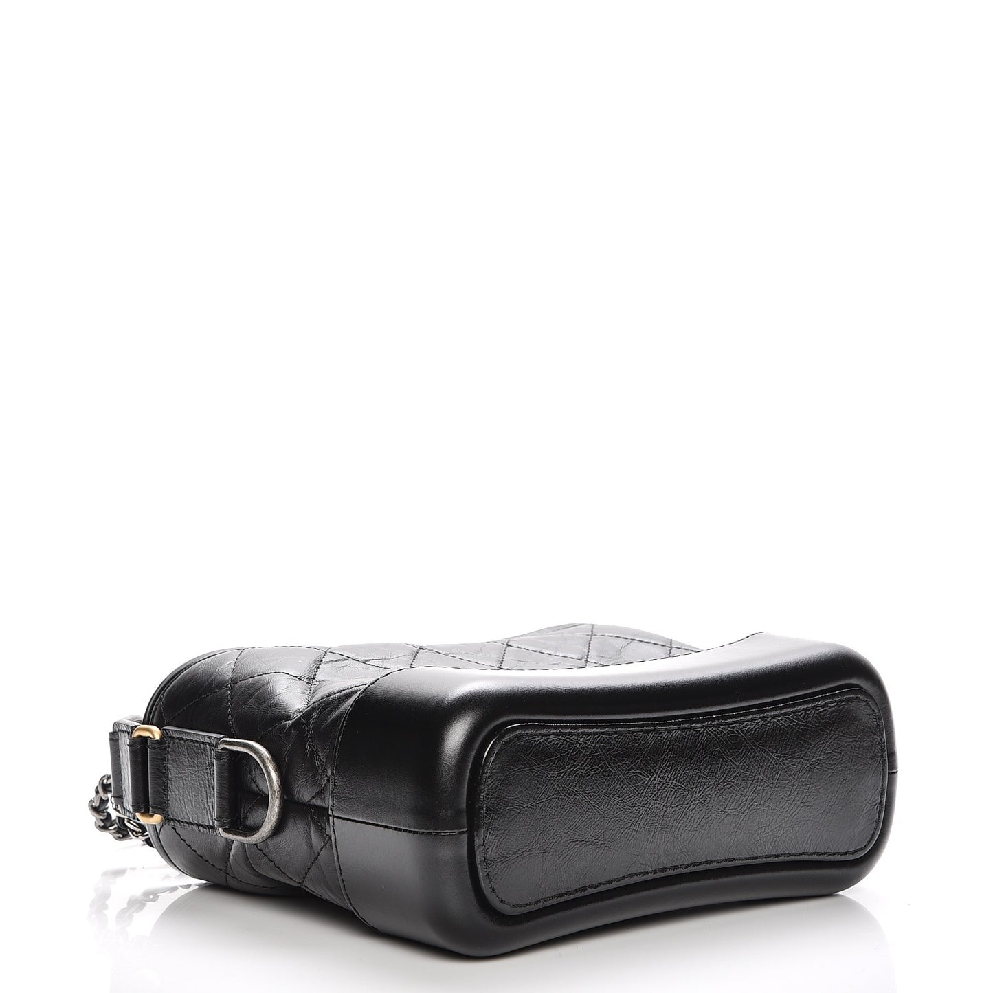 Aged Calfskin Quilted Small Gabrielle Hobo Black