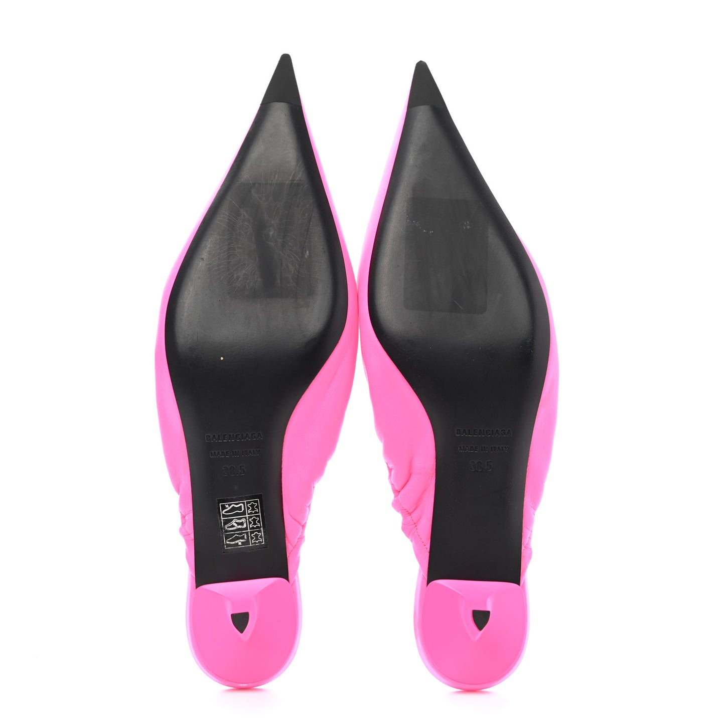 Smooth Nappa Pointed Toe Scrunch Knife 40mm Mules 38.5 Fluo Pink