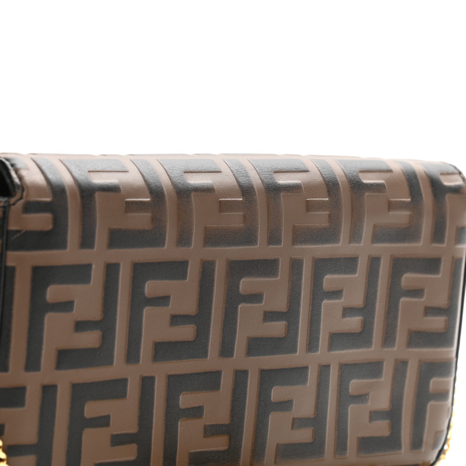 Fendi Vitello Soft F is Fendi Bi-Color FF 1974 Embossed Envelope Wallet on Chain Maya Black 9 of 9