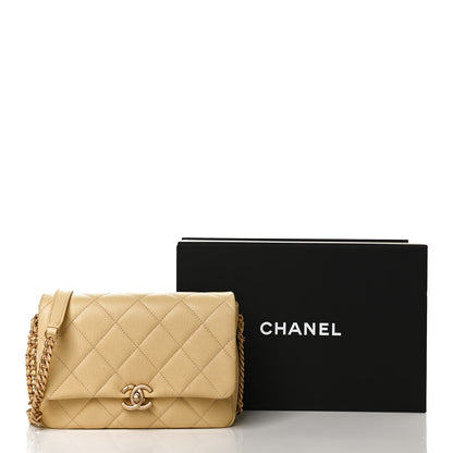 Chanel Shiny Caviar Quilted Small Chain Melody Flap Yellow 11 of 11