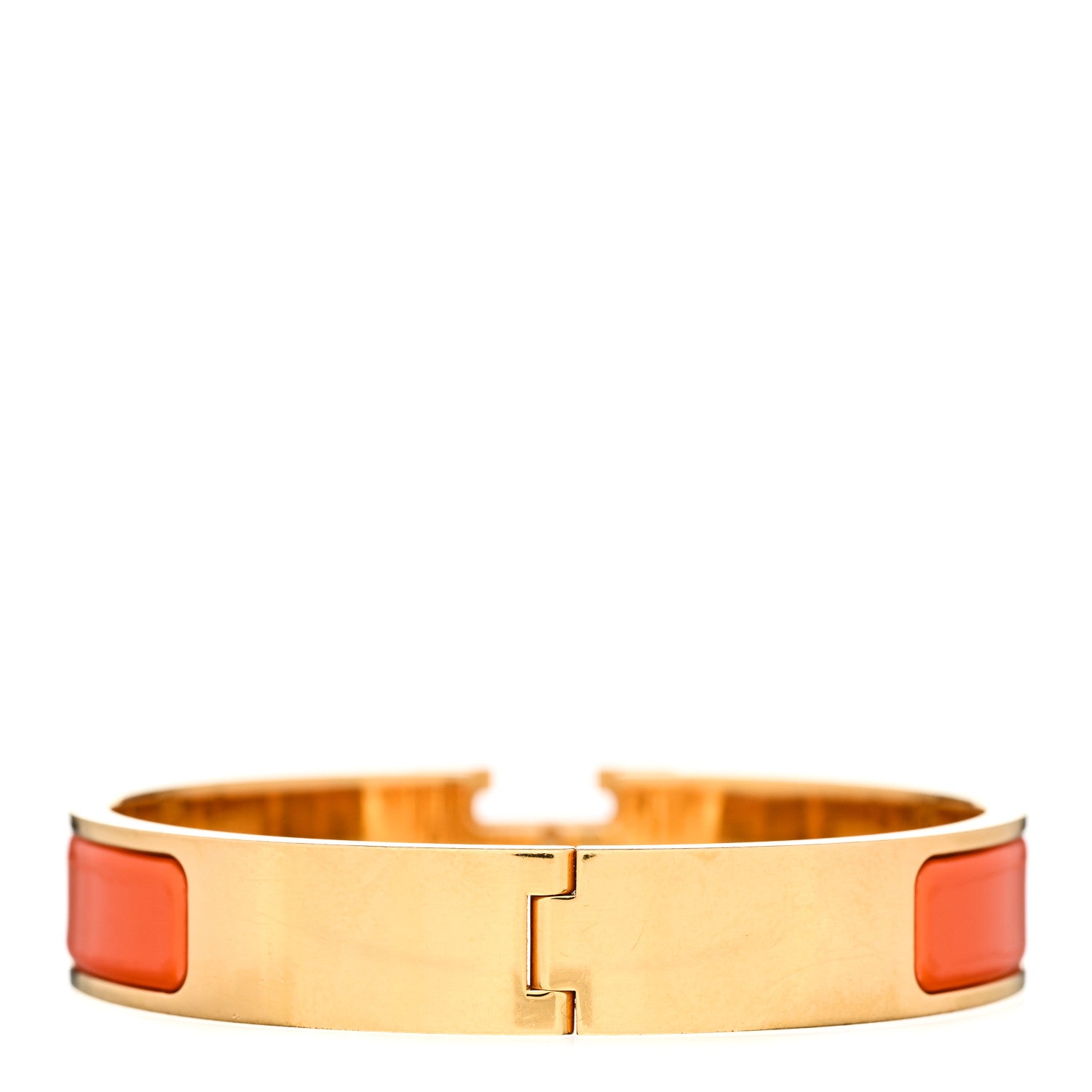 Hermes Enamel Narrow Clic Clac H Bracelet GM Orange 2 of 3