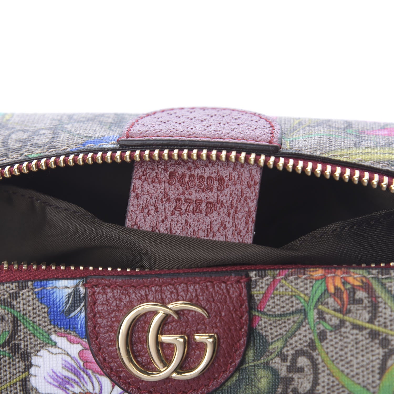 Gucci Soft GG Supreme Monogram Flora Calfskin Medium Ophidia Cosmetic Case Beige Ebony Multicolor Rosso 9 of 10