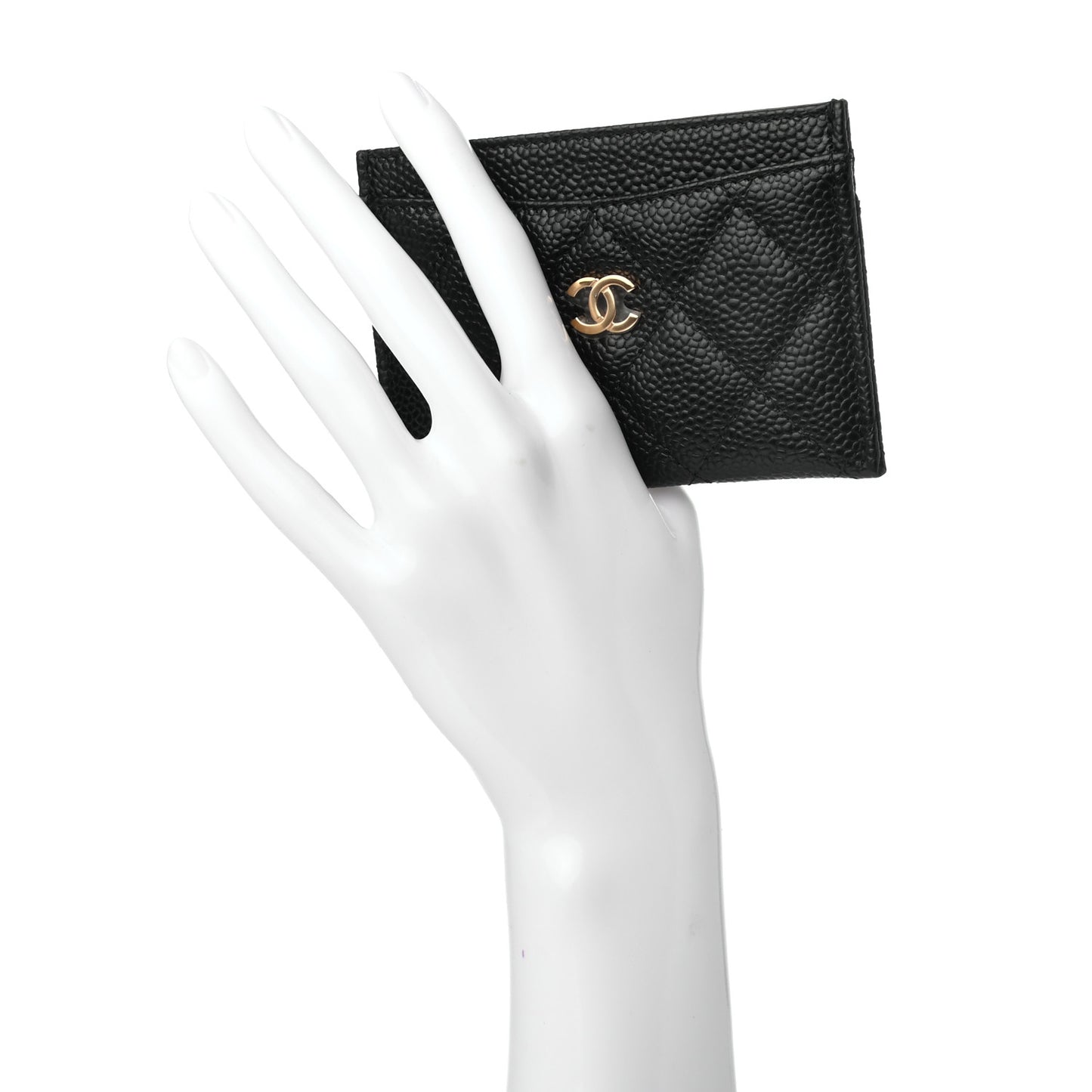 Caviar Quilted Card Holder Black