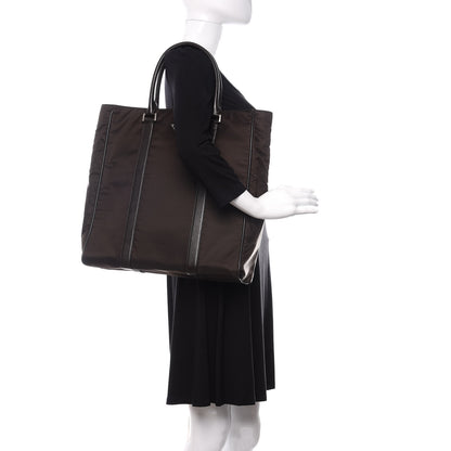 Prada Tessuto Nylon Saffiano Tote Brown 2 of 13