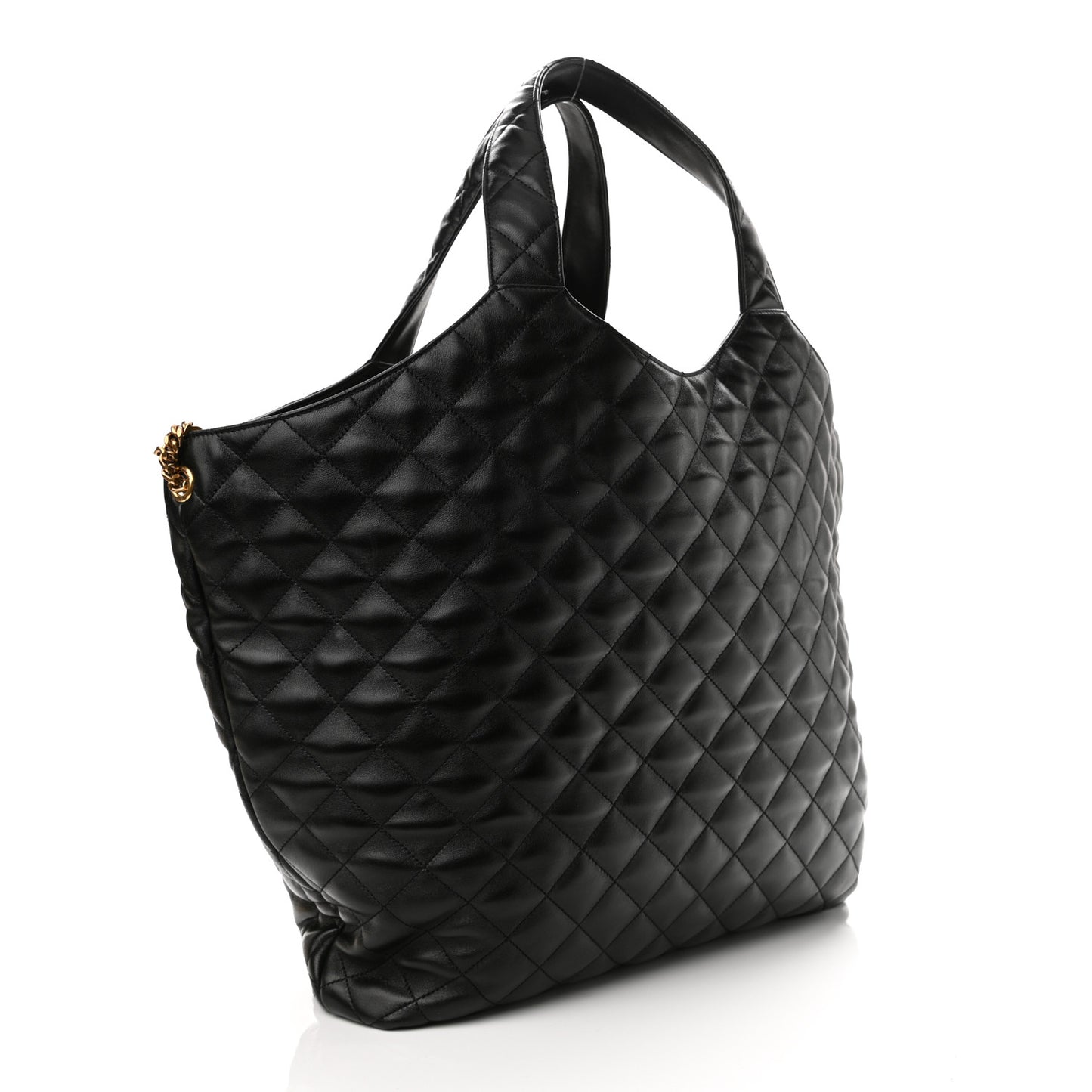 Lambskin Quilted Maxi Icare Shopping Tote Black