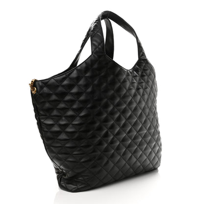 Saint Laurent Lambskin Quilted Maxi Icare Shopping Tote Black 4 of 11