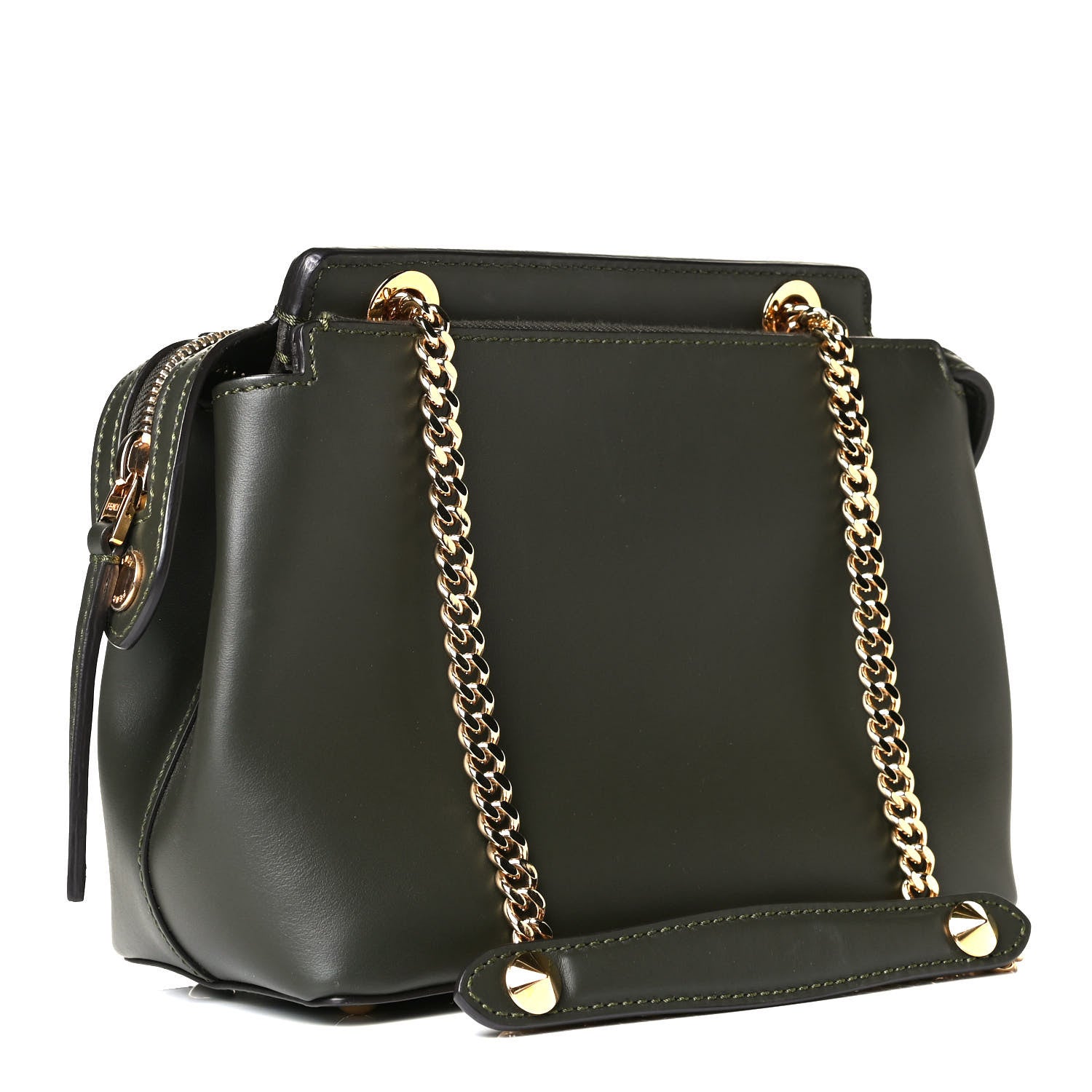 Fendi Vitello Baltico Nappa Flowerland Studded Small Dotcom Click Chain Satchel Verde Prato Multicolor 3 of 12