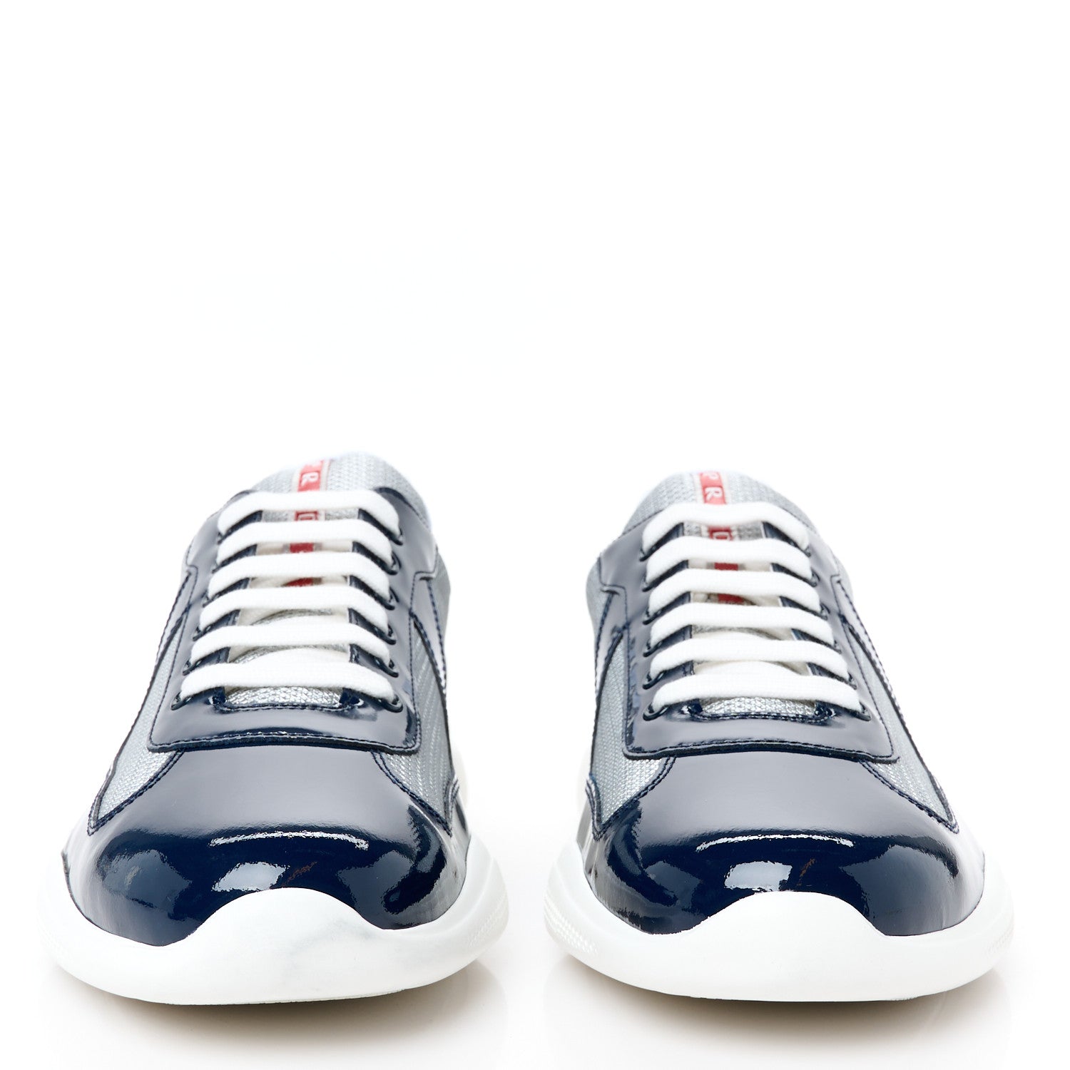 Prada Patent Technical Fabric Mens America's Cup Patchwork Sneakers 11 Royal Argento 2 of 9