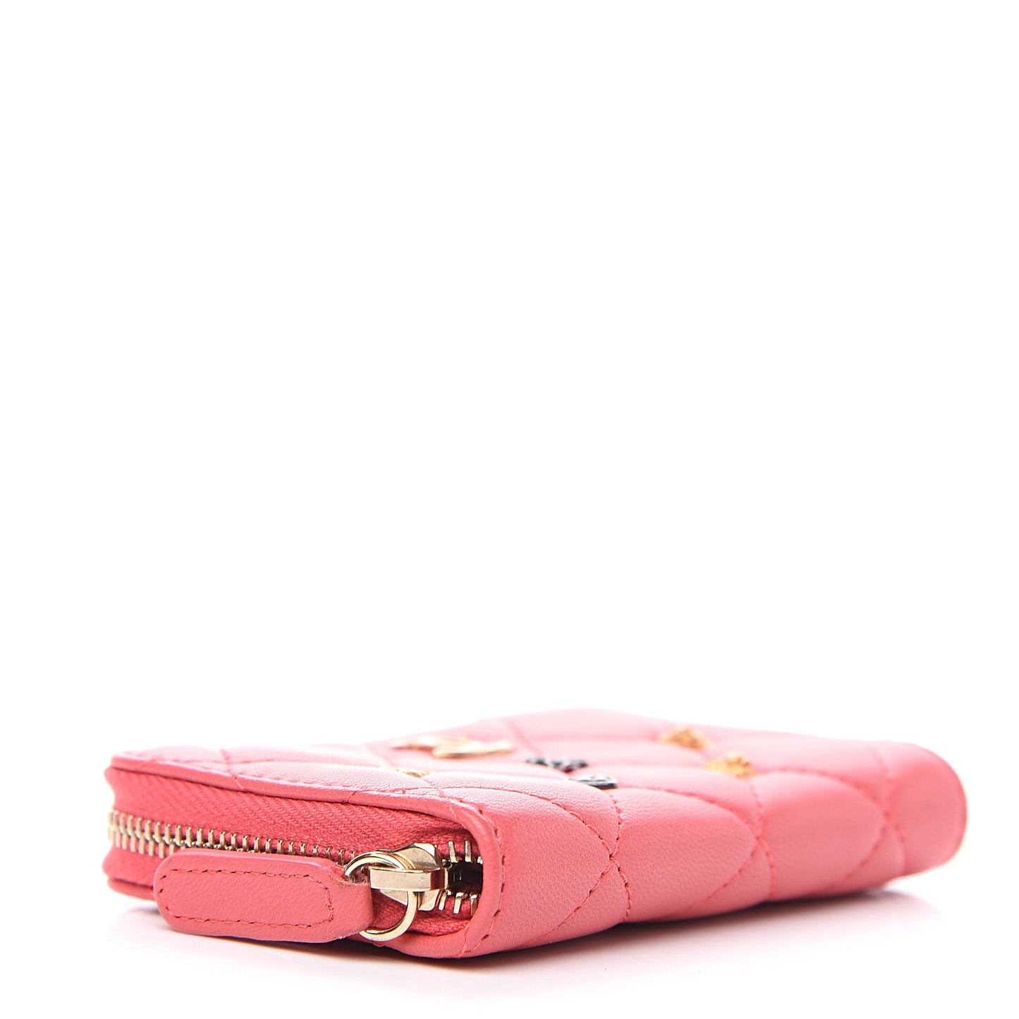 Lambskin Lucky Charms Zip Coin Purse Pink