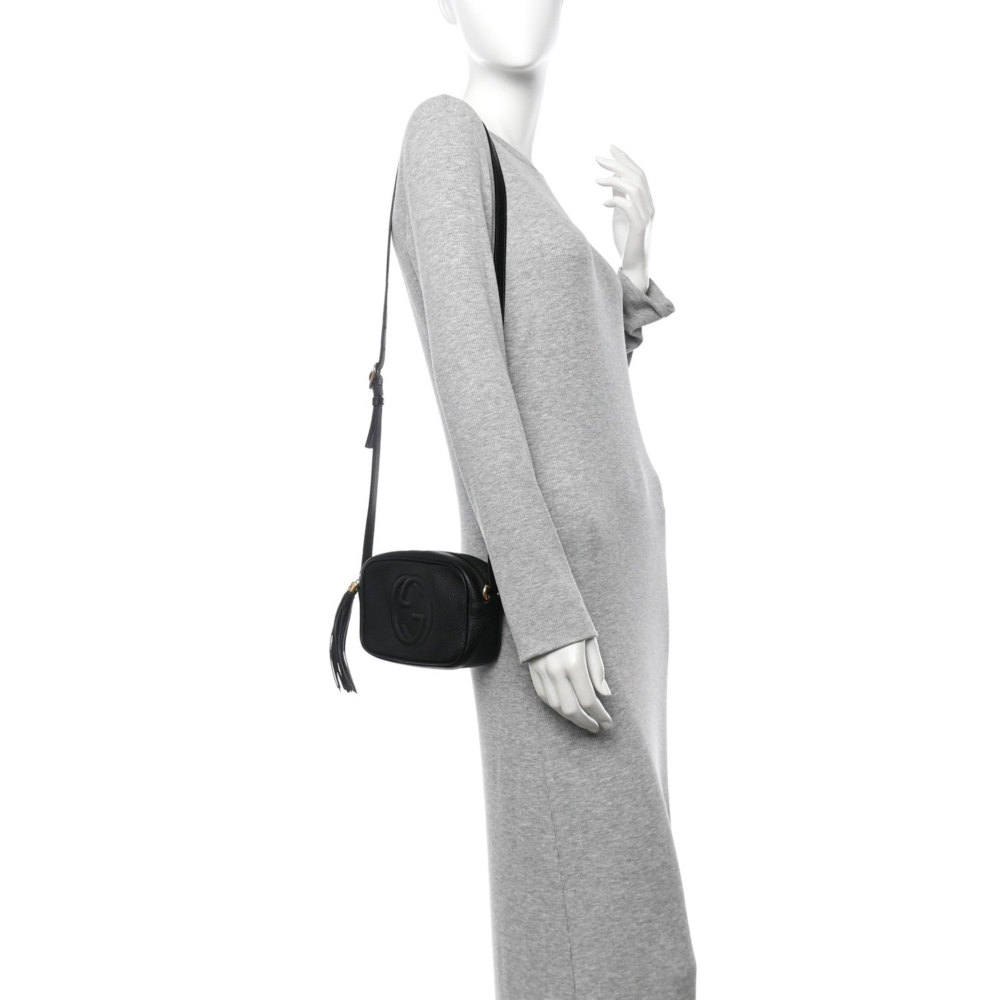 Pebbled Calfskin Small Soho Disco Bag Black