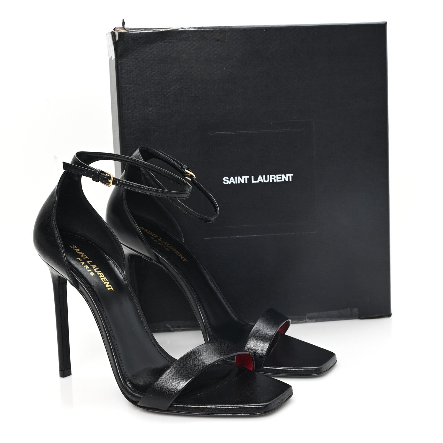 Saint Laurent Calfskin Amber 105 Ankle Strap Sandals 40 Black 10 of 10