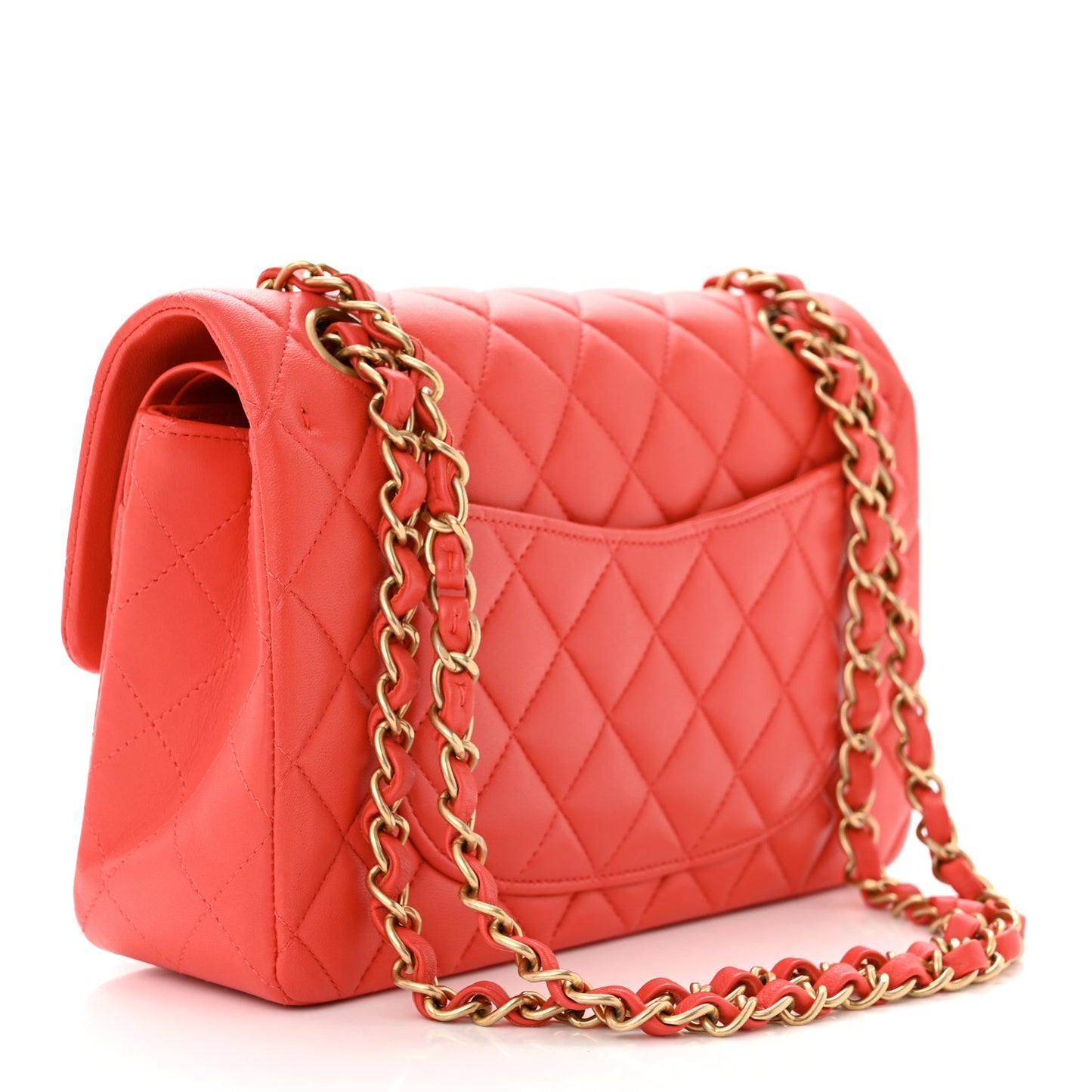 Lambskin Quilted Small Double Flap Red