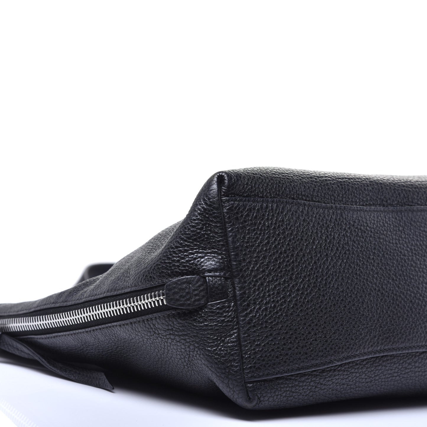 Vitello Phenix Side Zip Shopping Tote Black