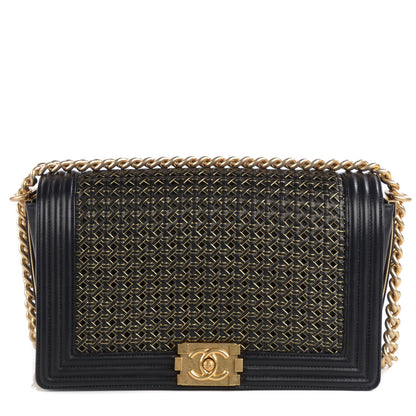 Chanel Braided Sheepskin Large Boy Reverso Flap Black 1 of 8