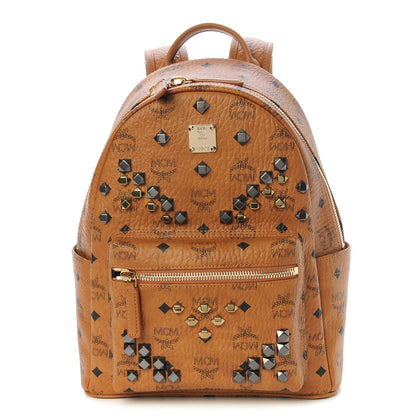 MCM Visetos Studded Small Stark Backpack Cognac 1 of 10