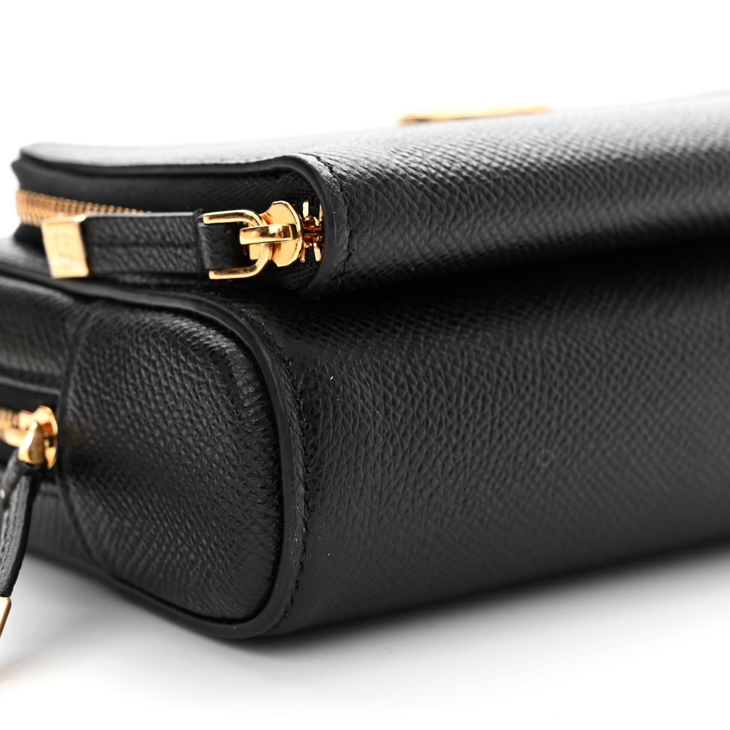 Grained Calfskin Caro Double Pouch Black