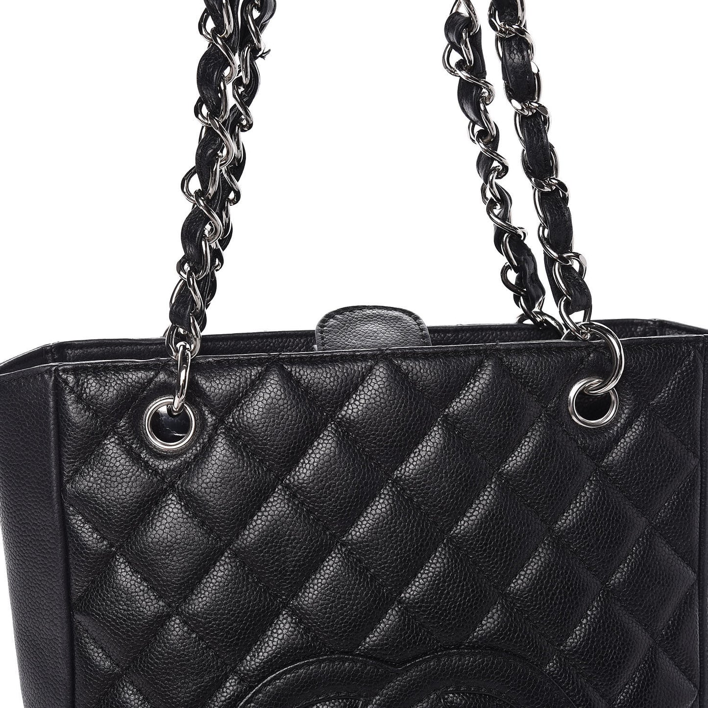 Caviar Quilted Petit Shopping Tote PST Black