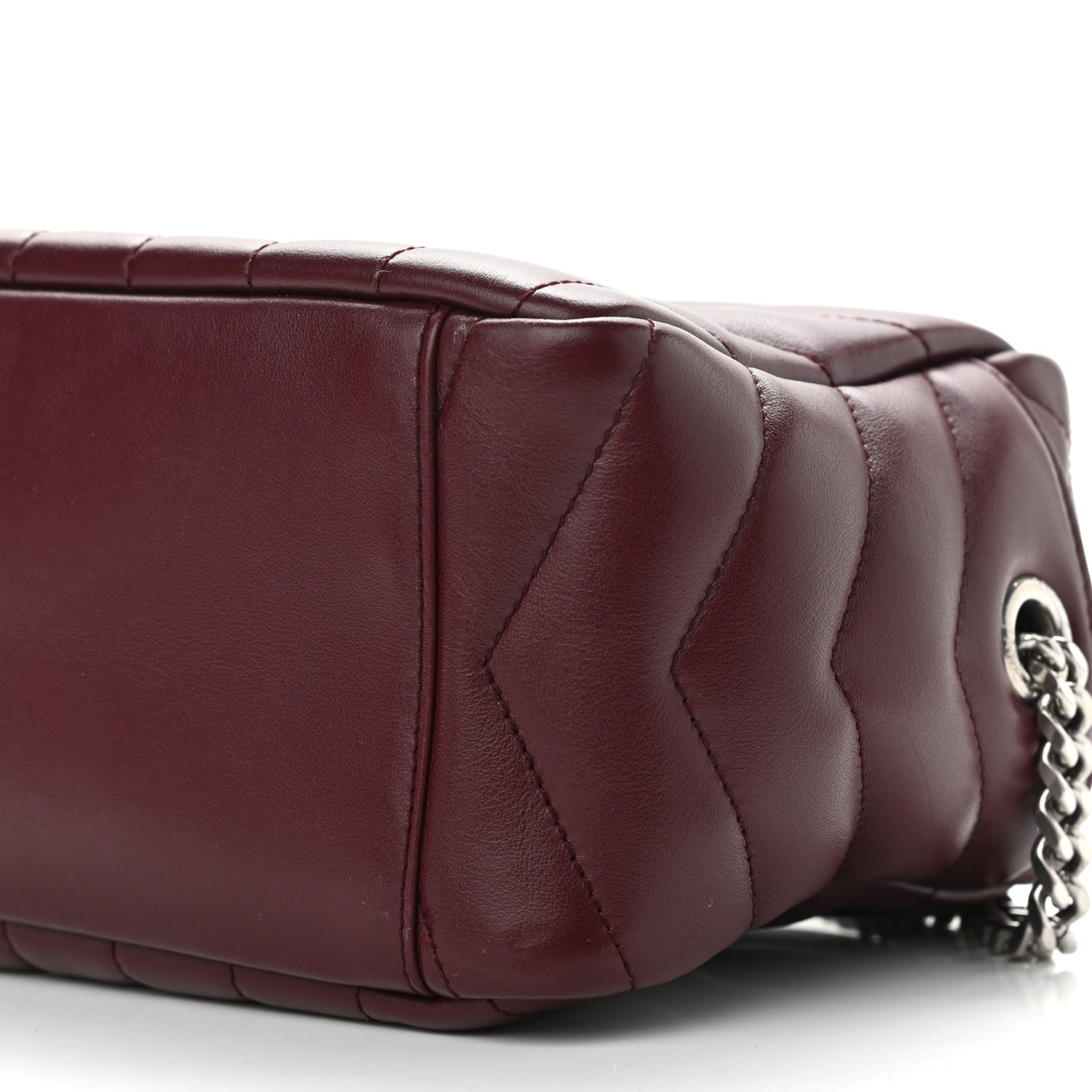 Saint Laurent Calfskin Y Quilted Monogram Small Loulou Bowling Bag Rouge Legion 6 of 10