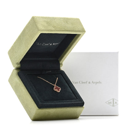 Van Cleef & Arpels 18K Rose Gold Carnelian Sweet Alhambra Pendant Necklace 5 of 5
