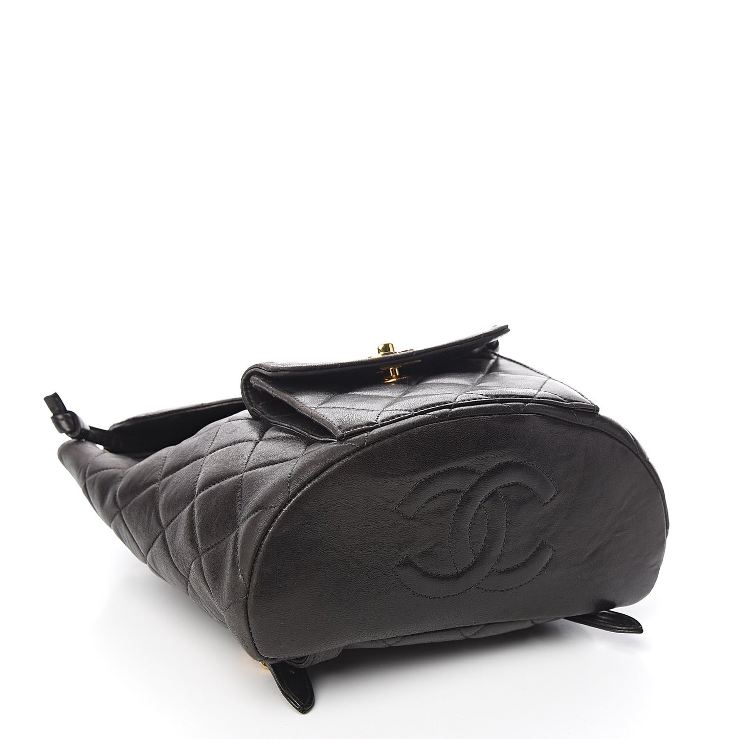 Lambskin Quilted Drawstring Backpack Black
