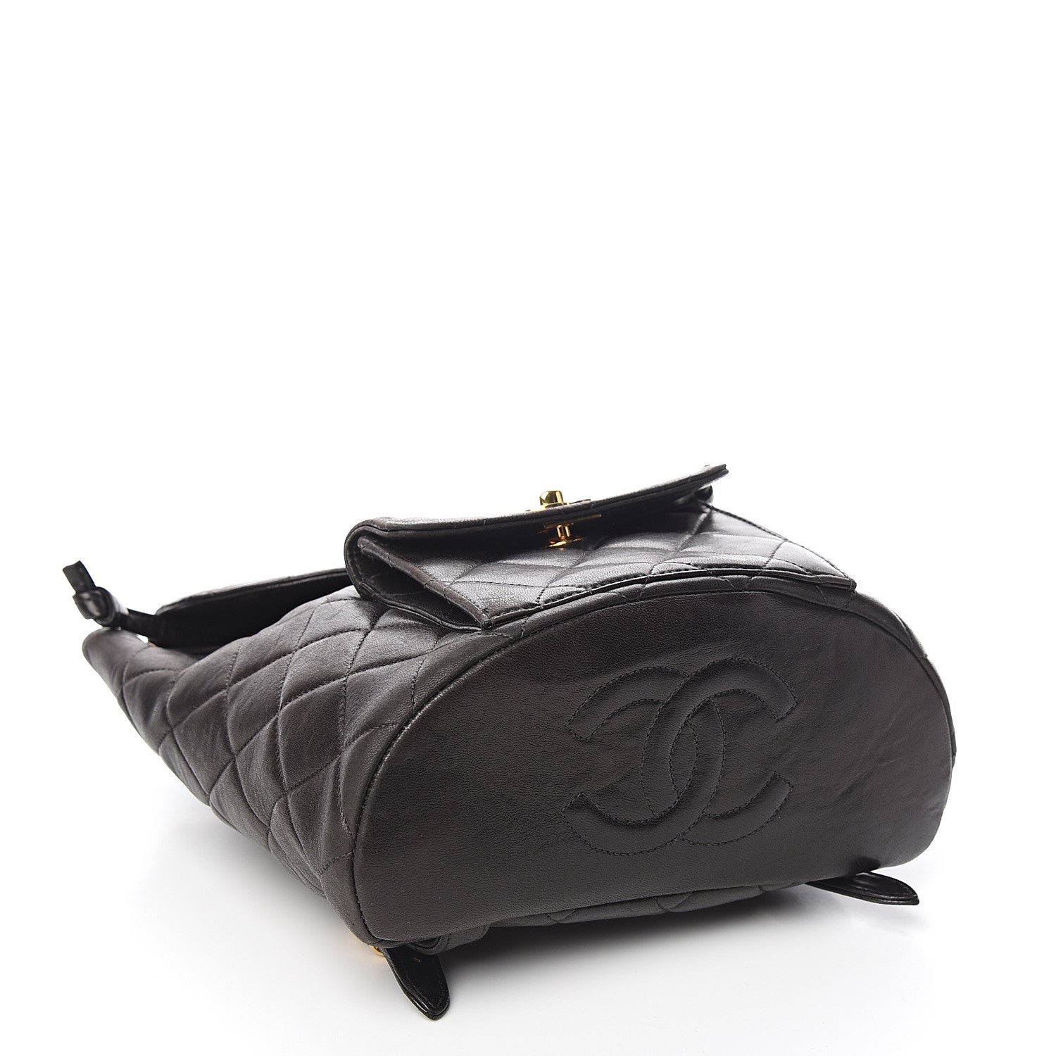 Chanel Lambskin Quilted Drawstring Backpack Black 3 of 11