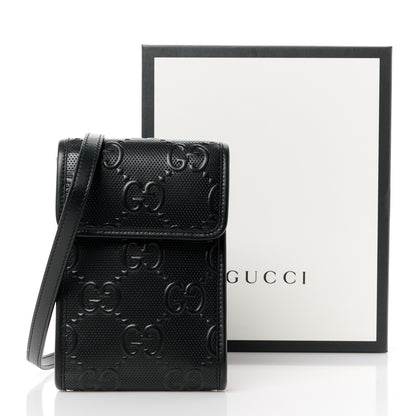 Gucci Calfskin GG Tennis Embossed Messenger Bag Black 11 of 11