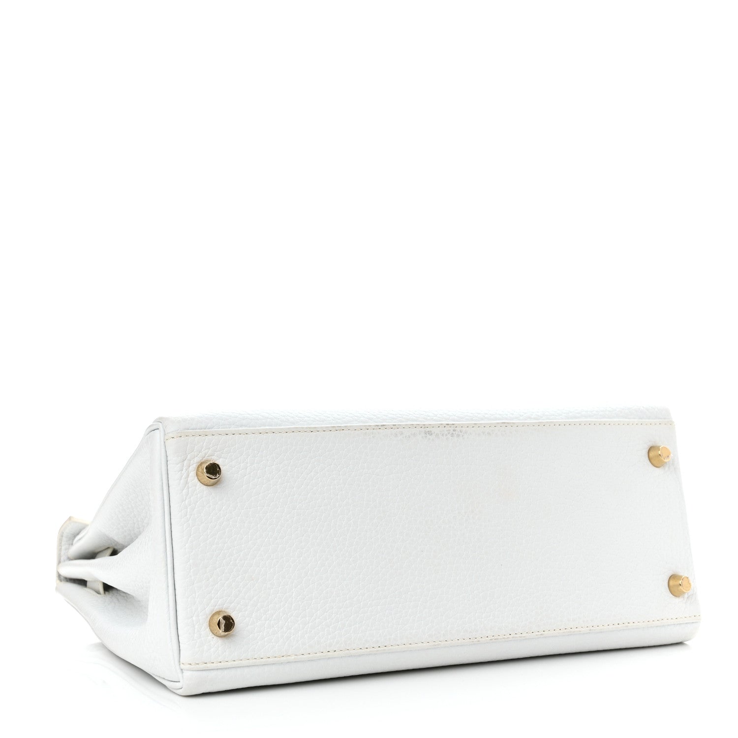 Hermes Taurillon Clemence Horseshoe Kelly Retourne 28 White Jaune D'Or 4 of 19