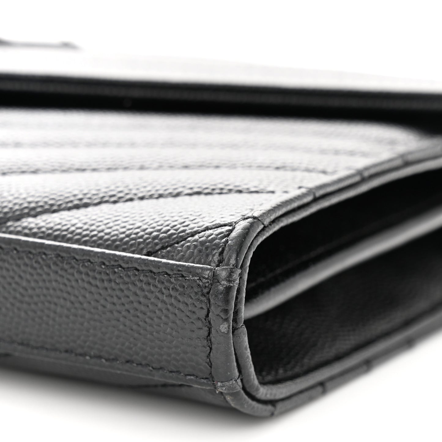 Grain De Poudre Matelasse Chevron Monogram Monochrome Chain Wallet Black