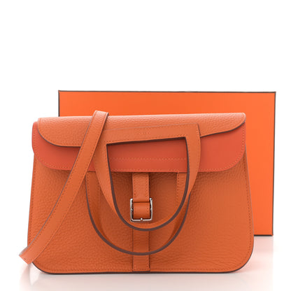 Hermes Taurillon Clemence Halzan 25 Orange 10 of 10