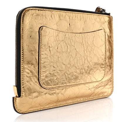 Chanel Metallic Lambskin Small Feminine Pouch Clutch Gold 3 of 6