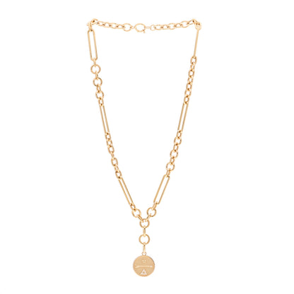 Foundrae 18K Yellow Gold Diamond Medium Dream Medallion Midsize Mixed Chain Necklace 3 of 6
