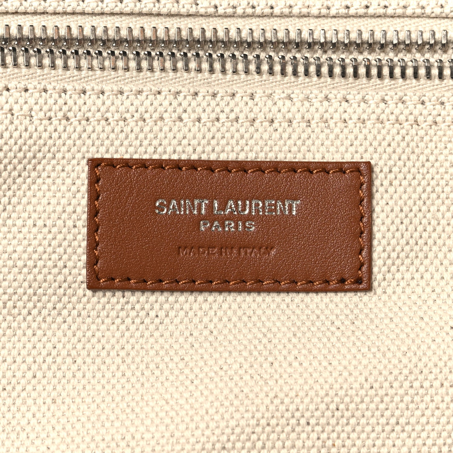 Saint Laurent Linen Calfskin Rive Gauche Maxi Tote Grege et Noir 6 of 12