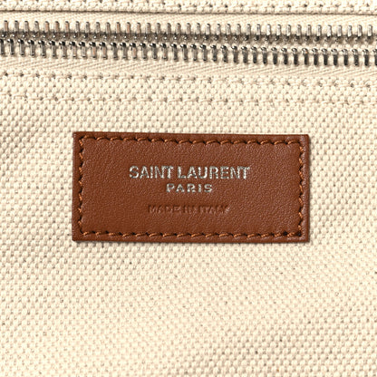 Saint Laurent Linen Calfskin Rive Gauche Maxi Tote Grege et Noir 6 of 12