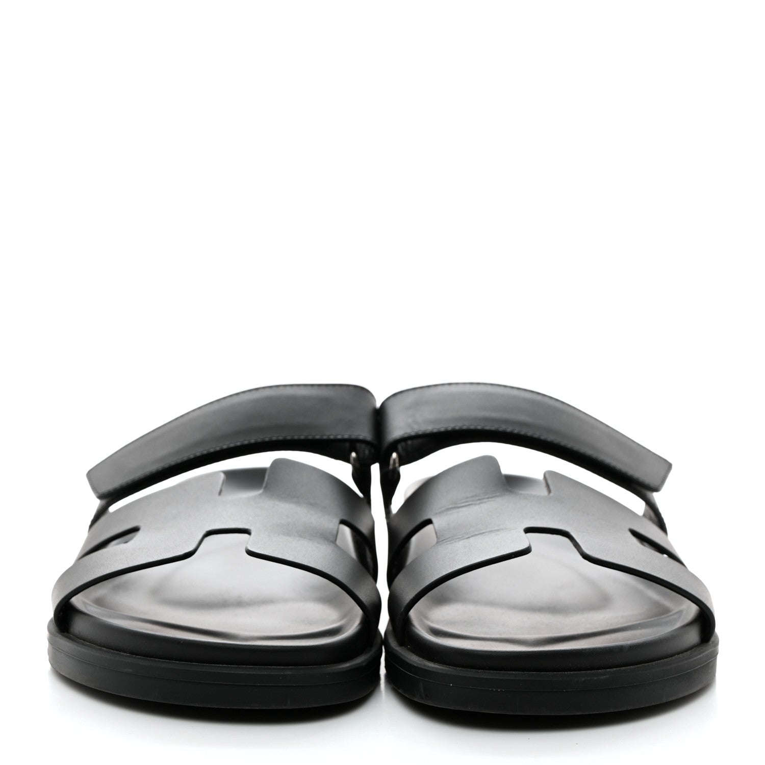 Hermes Calfskin Womens Chypre Sandals 38.5 Black 2 of 9