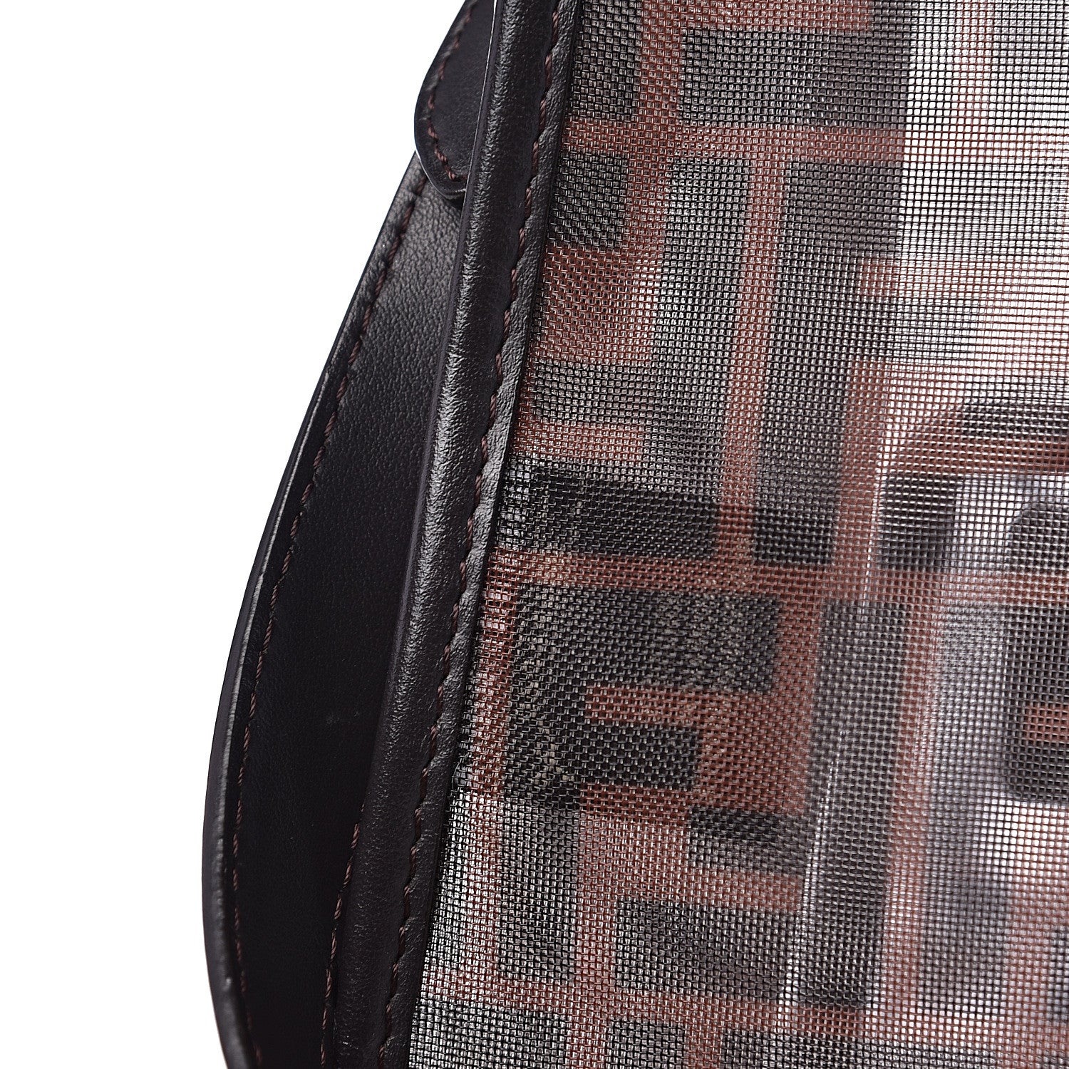 Fendi Mesh Vitello Century Cuoio FF 1974 Small Runaway Shopper Tote Marrone Black Ebano 12 of 12