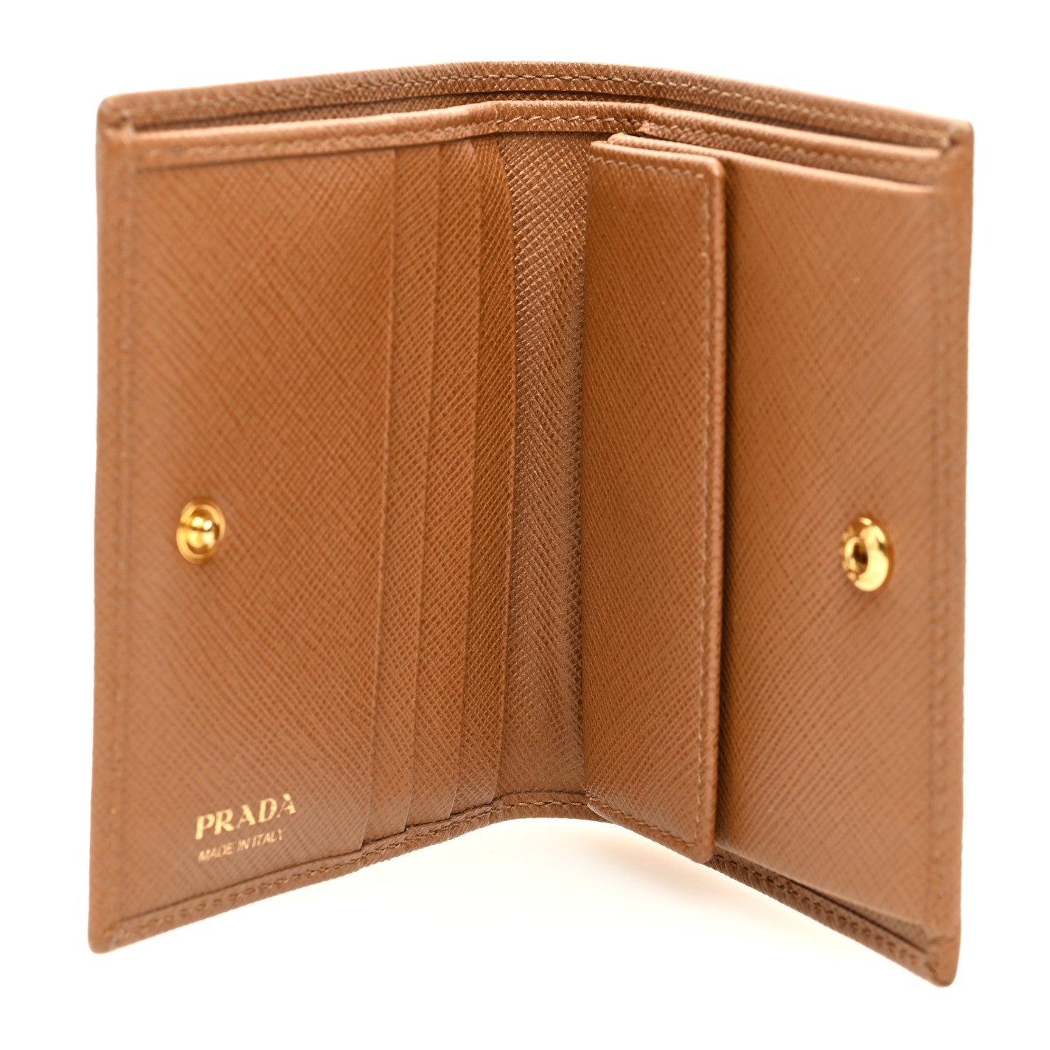 Prada Saffiano Metal Bi-Fold Wallet Caramel 5 of 6