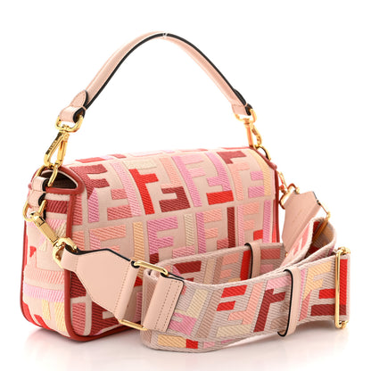 Fendi Canvas Vitello King FF Embroidered Baguette Rosa Quarzo Bloody Mary Multicolor 3 of 10