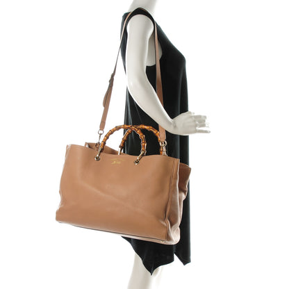 Gucci Cellarius Calfskin Large Bamboo Shopper Tote Camelia 2 of 7