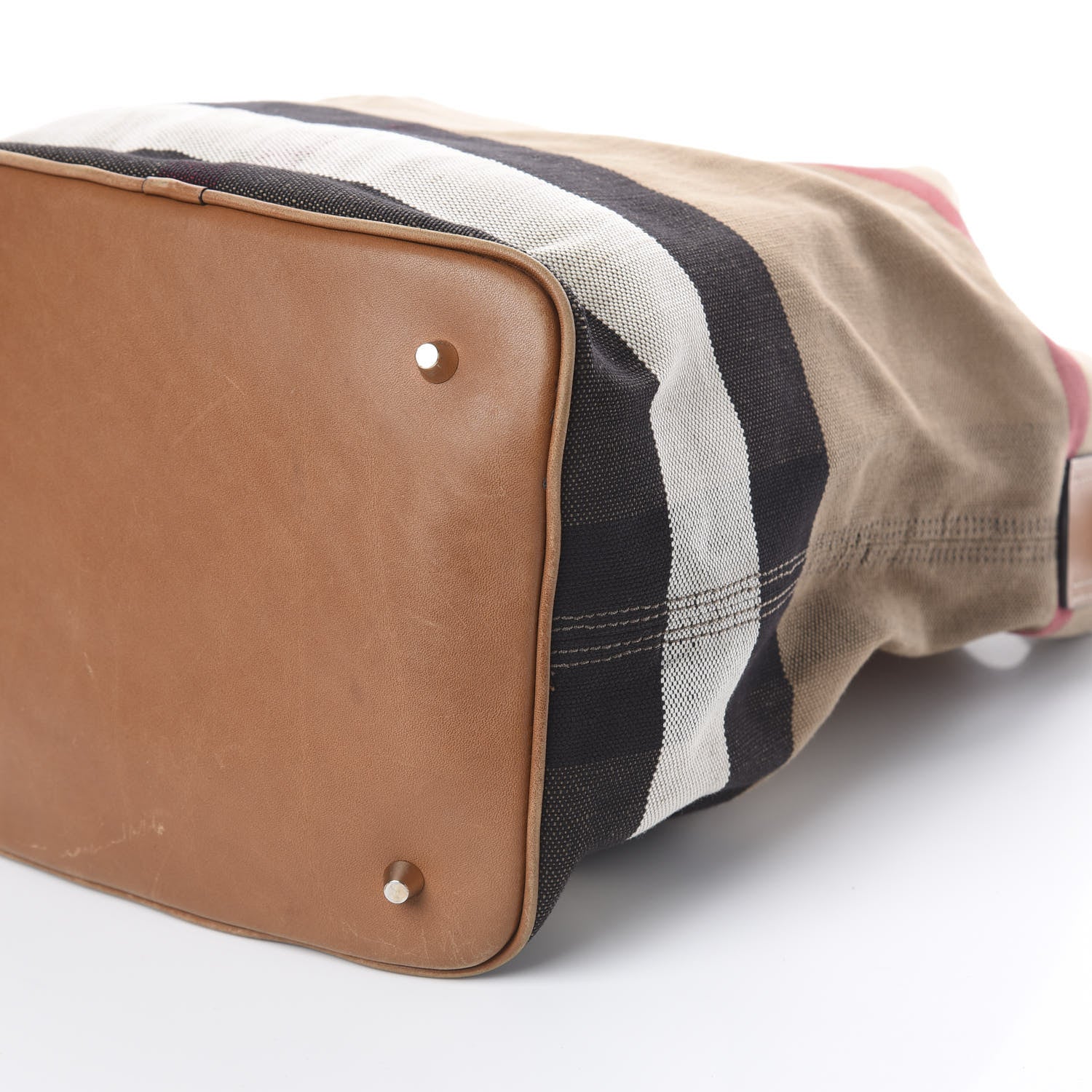 Burberry Canvas Mega Check Medium Ashby Hobo Saddle Brown 6 of 8