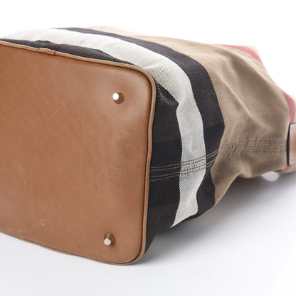 Burberry Canvas Mega Check Medium Ashby Hobo Saddle Brown 6 of 8