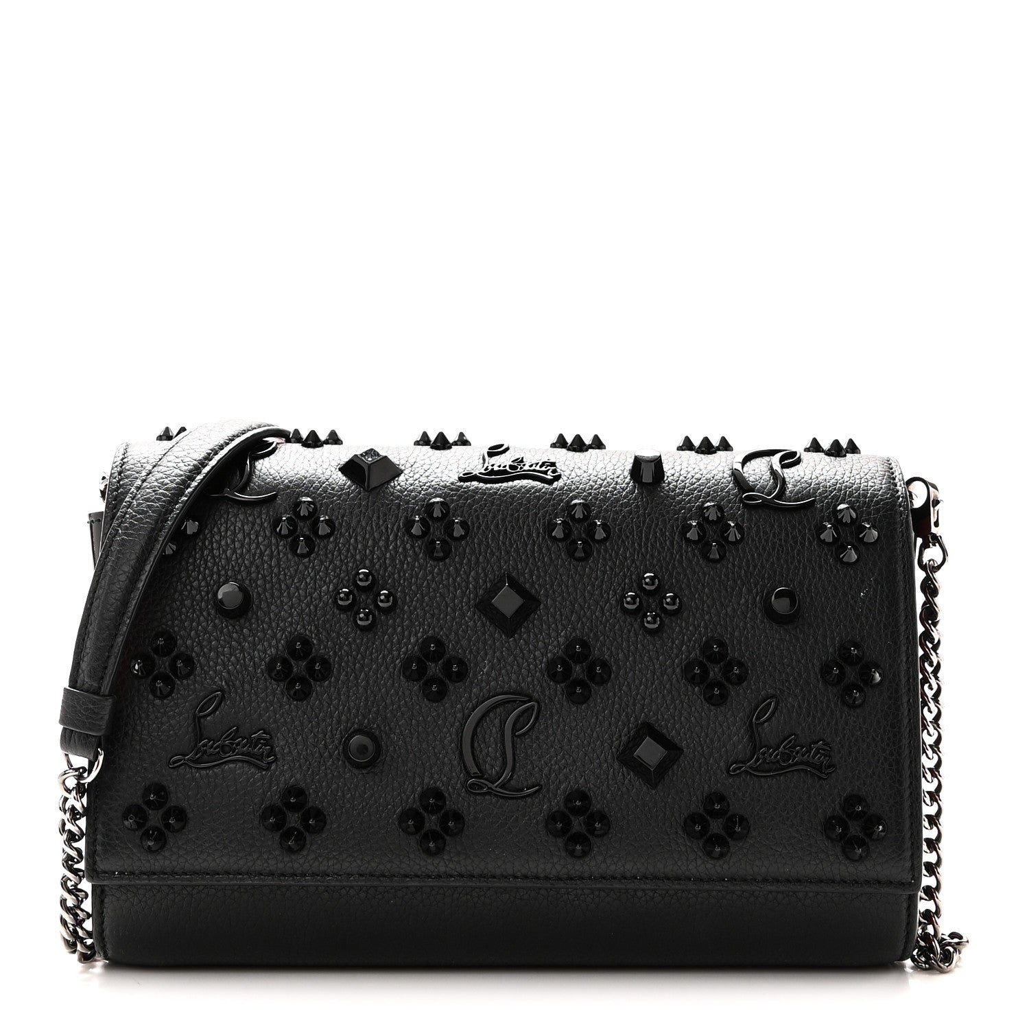 Christian Louboutin Calfskin Spikes Loubinthesky Paloma Clutch Black 1 of 10