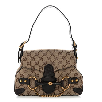 Gucci Monogram Horsebit Chain Flap Shoulder Bag Brown 1 of 11